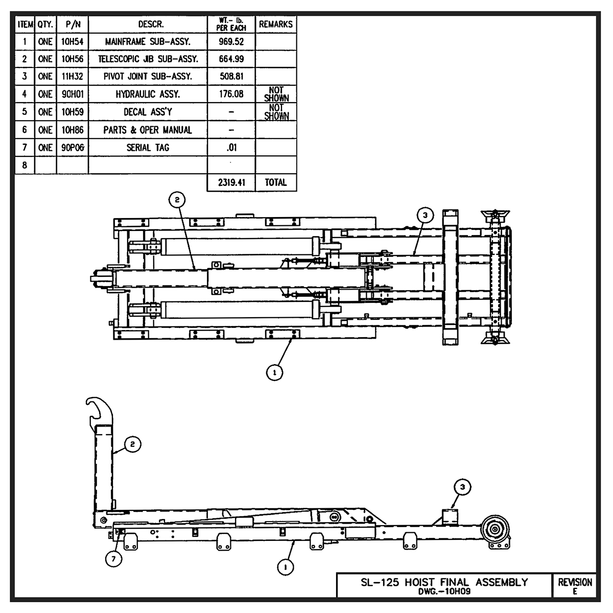 Swaploader SL-125 Hoist Final Assembly Diagram