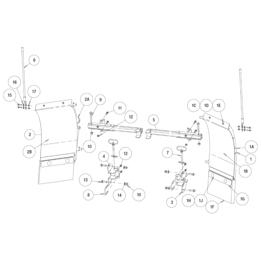 Buyers SnowDogg Discontinued Models TE75-90 Wing Kit Diagram