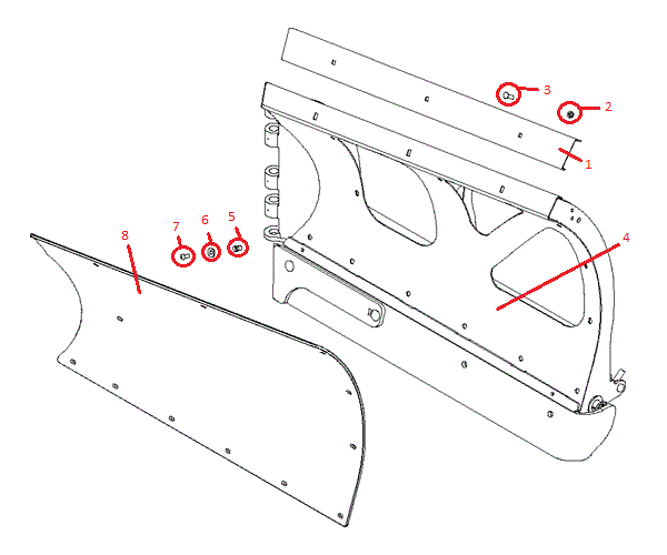 Power-V DXT 8'2" Polymer Blade Half (Left) Diagram