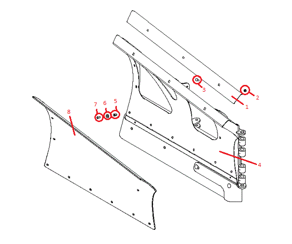 Power-V DXT 8'2" Polymer Blade Half (Right) Diagram