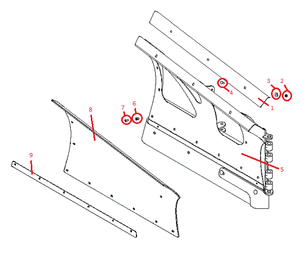 Power-V DXT 8'2" Stainless Steel Blade Half (Right) Diagram