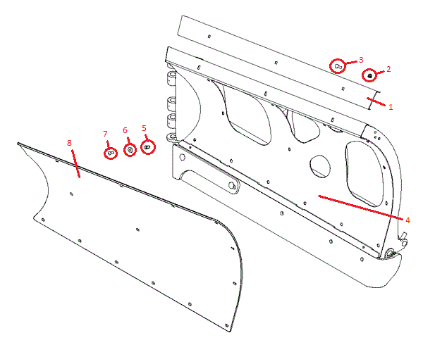 Power-V DXT 9'2" Polymer Blade Half (Left) Diagram