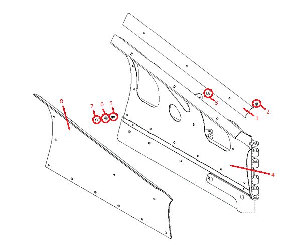 Power-V DXT 9'2" Polymer Blade Half (Right) Diagram