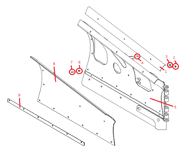 Power-V DXT 9'2" Stainless Steel Blade Half (Right) Diagram