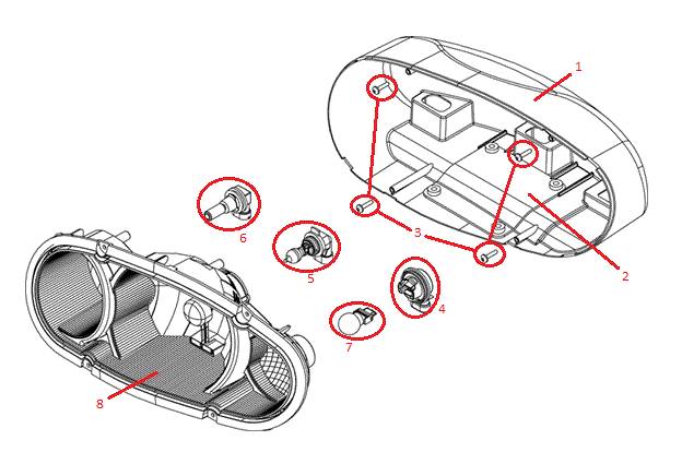 Power-V DXT Headlight (Driver) (103272 & Up) Diagram