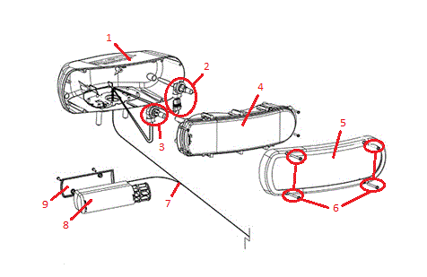 Power-V DXT Headlight (Passenger) (103272 & Down) Diagram