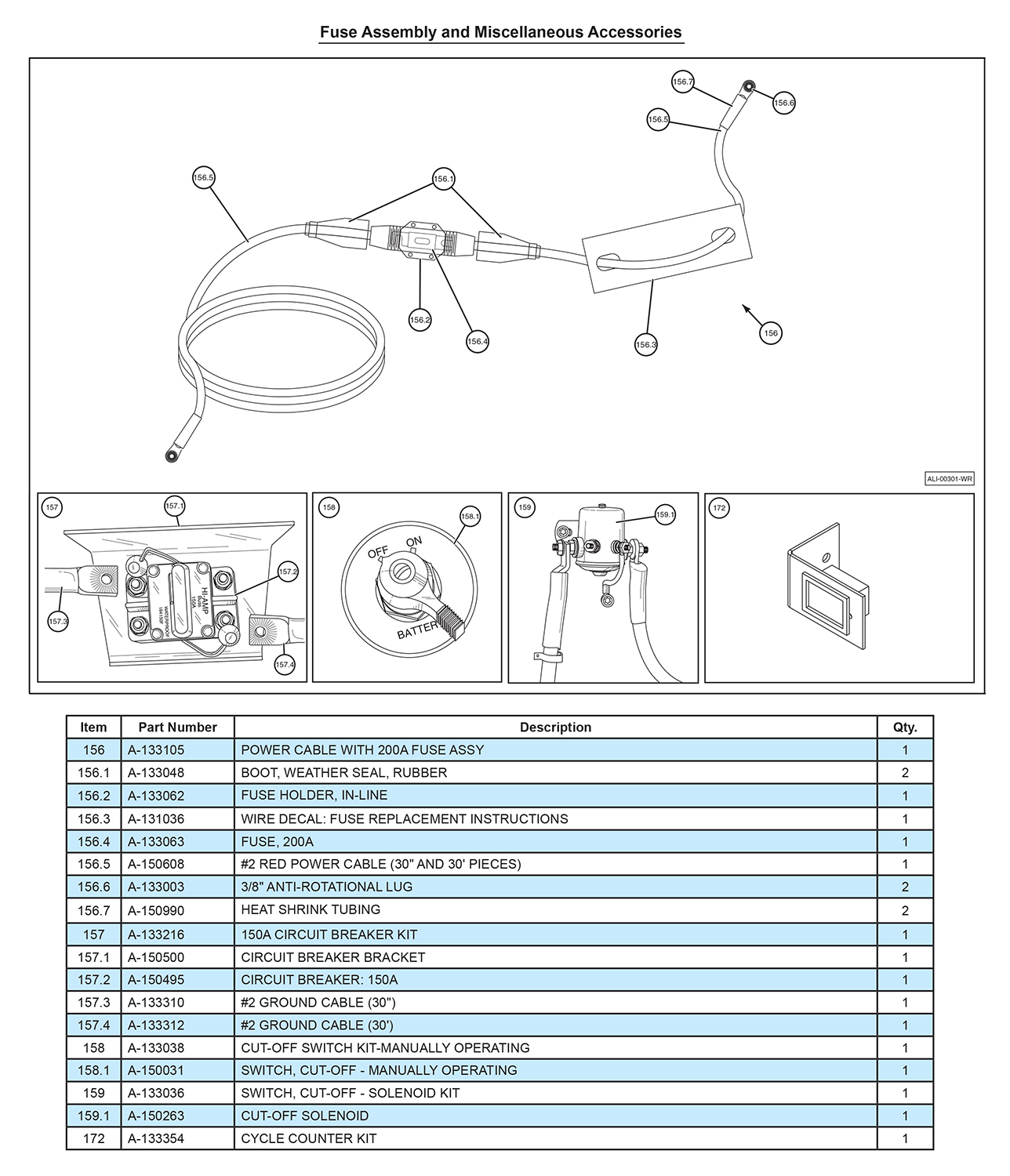 Anthony MTU-GLR-WR Fuse Assembly And Miscellaneous Accessories Diagram