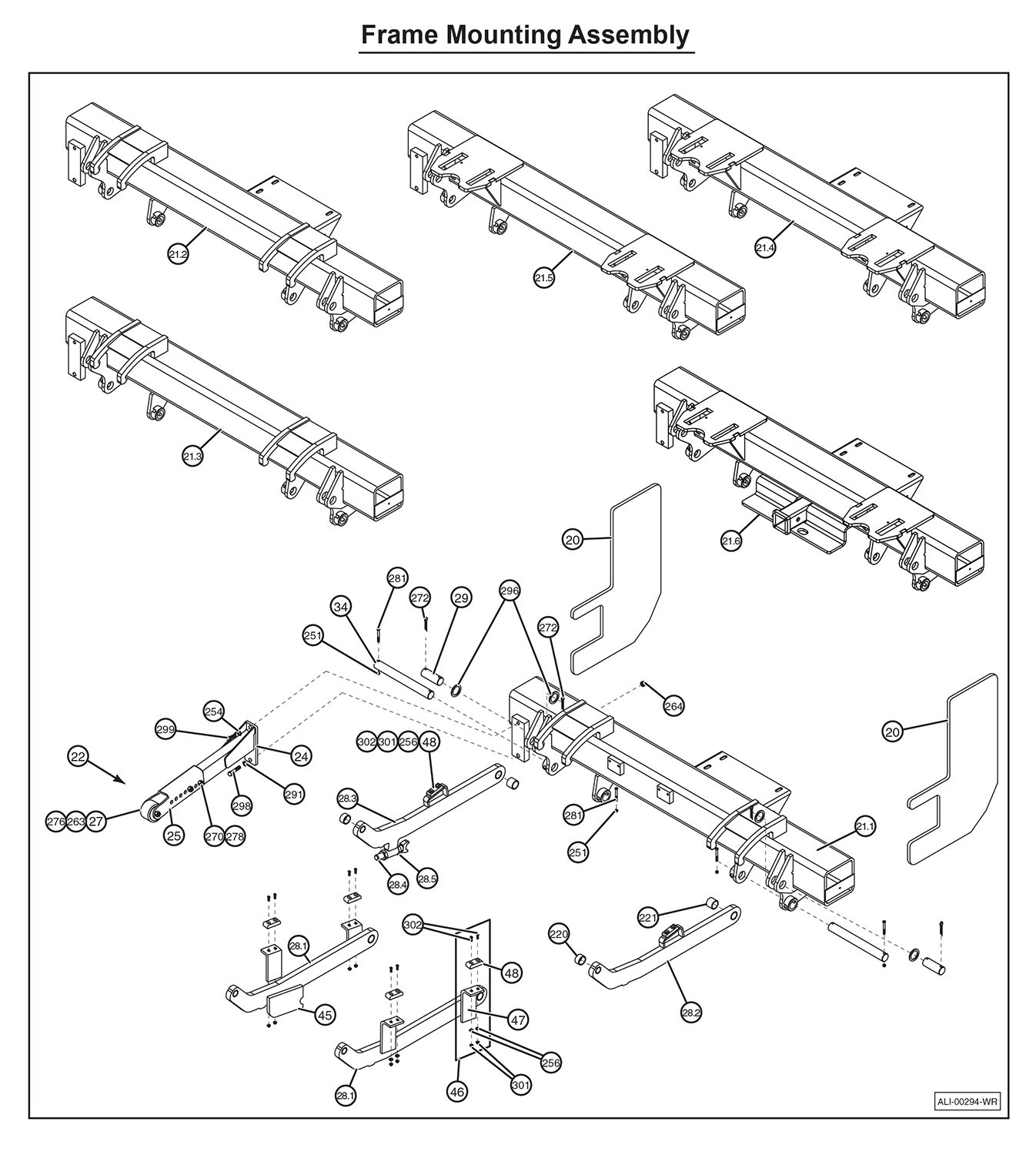 Anthony MTU-GLR-WR Frame Mounting Assembly Diagram