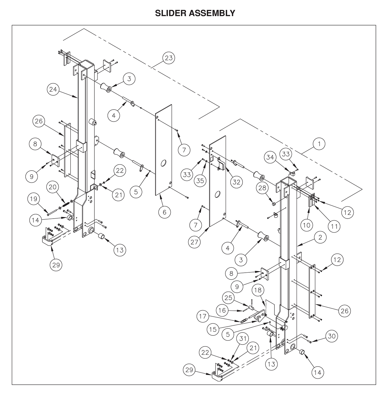 TDR 44/55/66 Slider Assembly Diagram